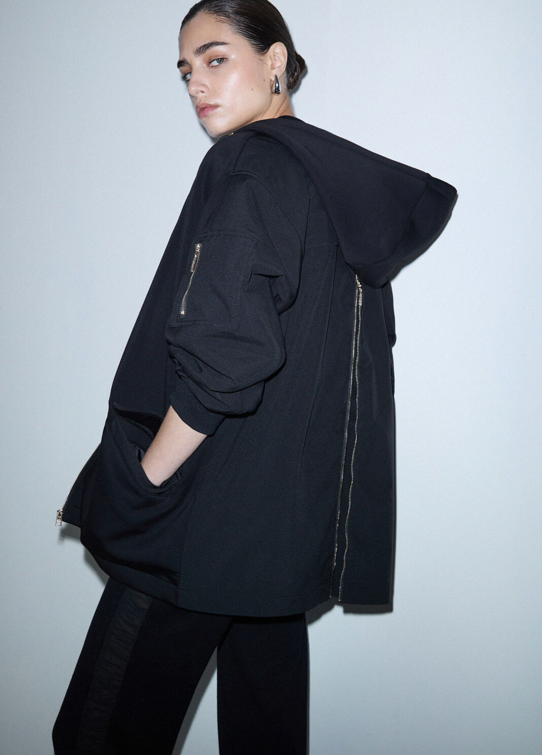 Blouson oversize avec capuche noir Liu Jo - large image number 3