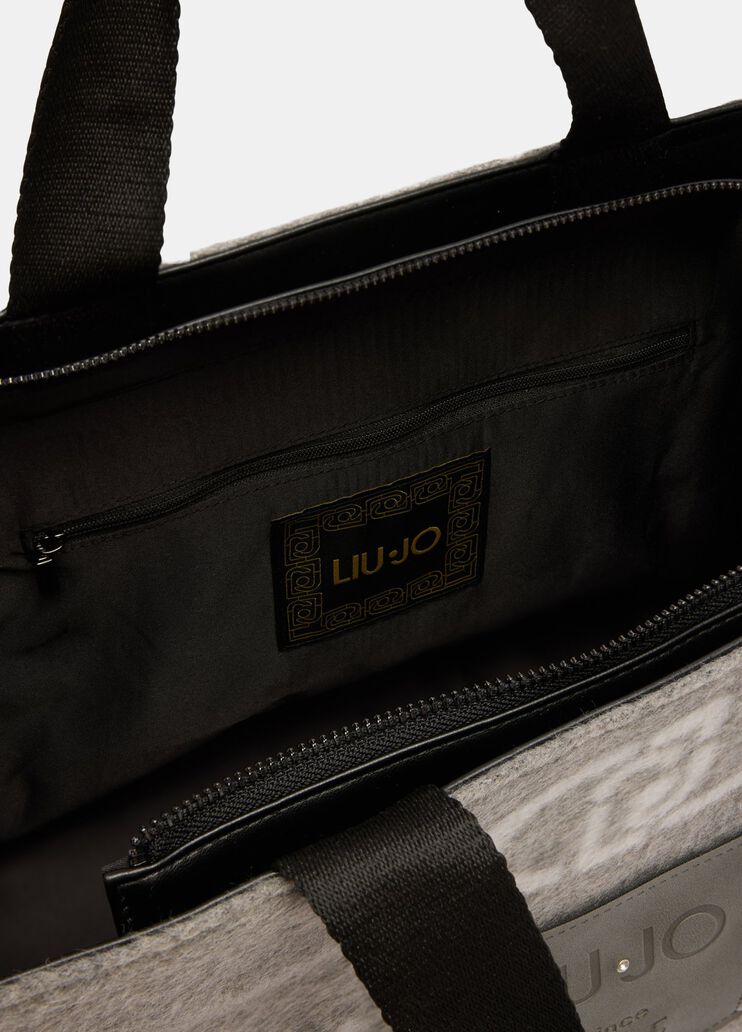 Bolso tote grande con logotipo gris Liu Jo - large image number 6
