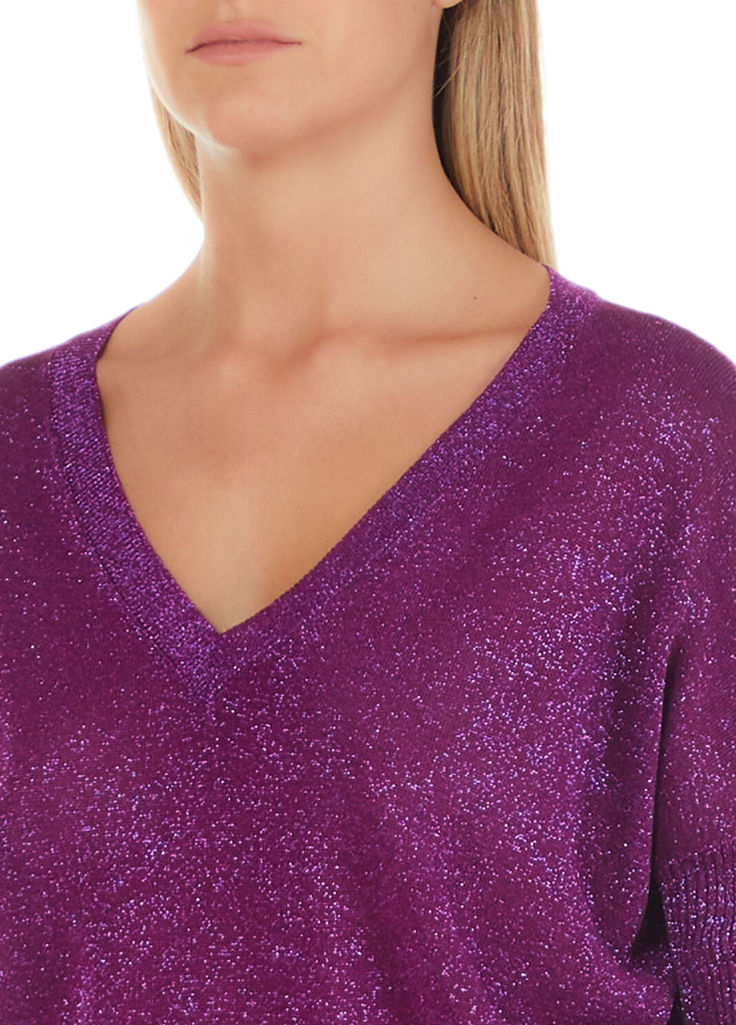 Maglia lurex&reg; con scollo a V viola Liu Jo - large image number 2
