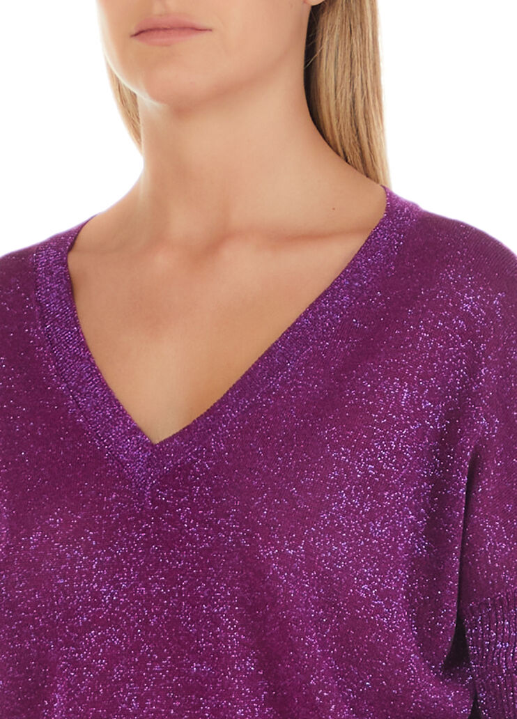 Maglia lurex® con scollo a V viola Liu Jo - large image number 2 Maglia lurex® con scollo a V viola Liu Jo - large image number 2