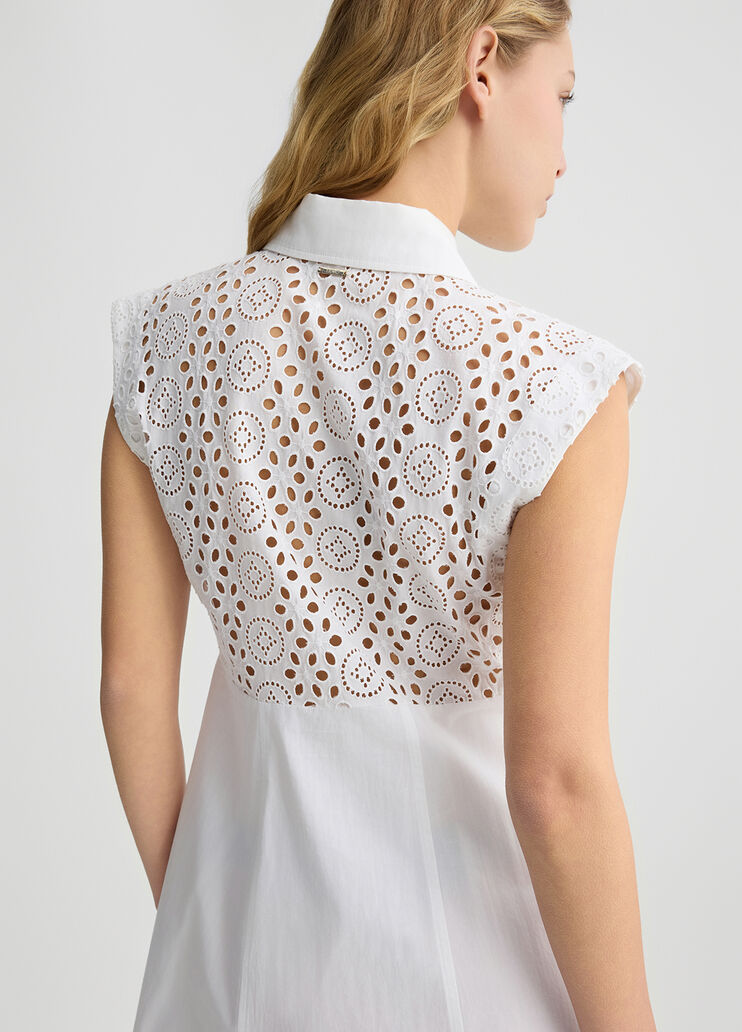 Broderie anglaise shirt dress white Liu Jo - large image number 4 Broderie anglaise shirt dress white Liu Jo - large image number 4