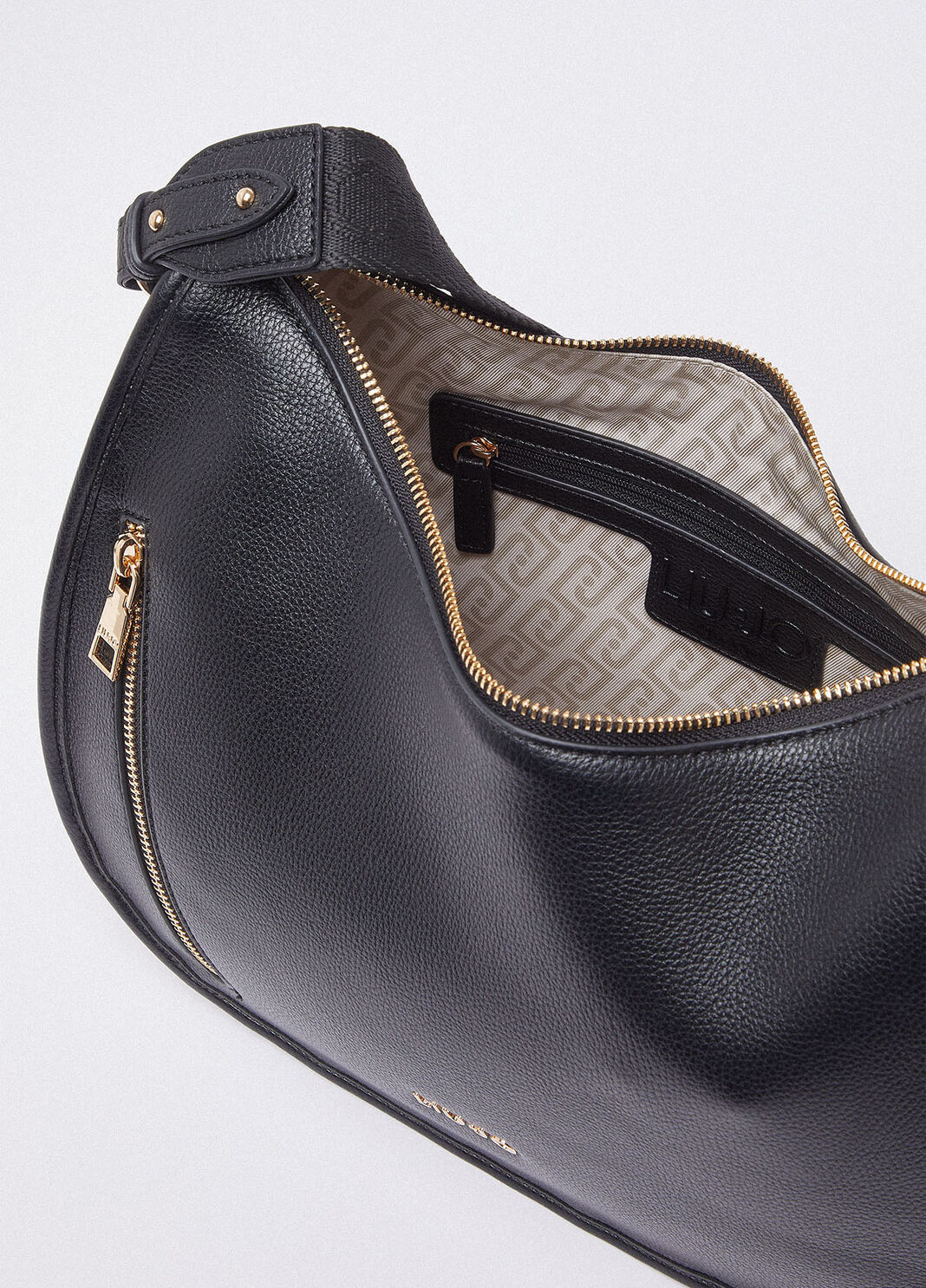 Sac hobo format moyen &agrave; fermeture zipp&eacute;e noir Liu Jo - large image number 6