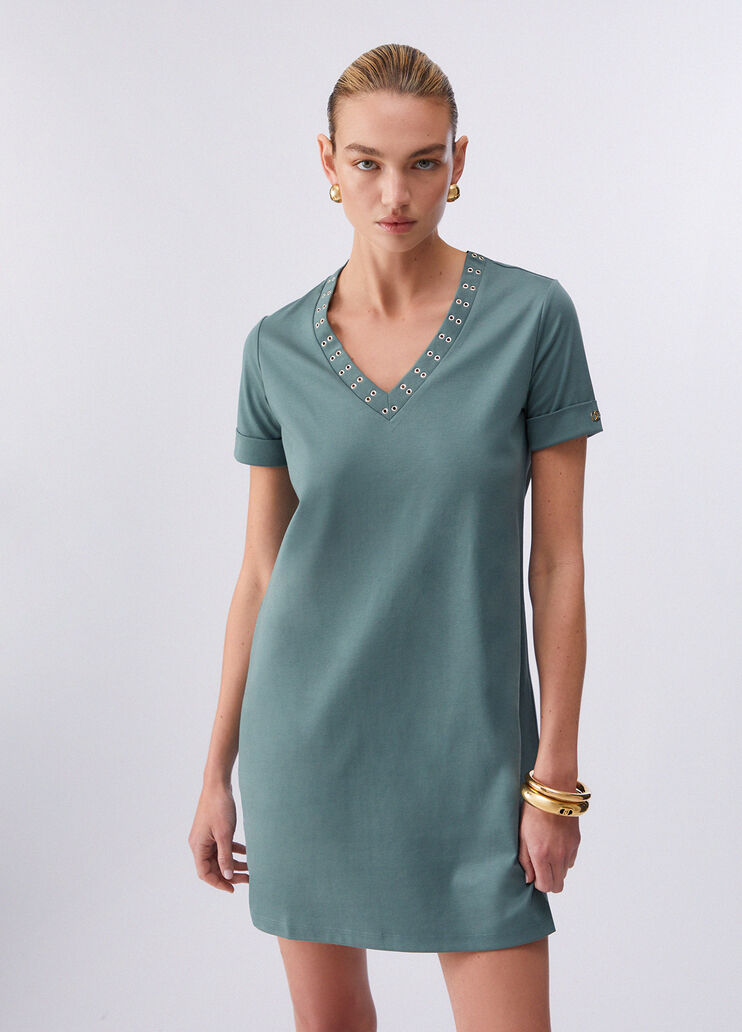 Robe courte avec &oelig;illets d&eacute;coratifs vert militaire Liu Jo - medium