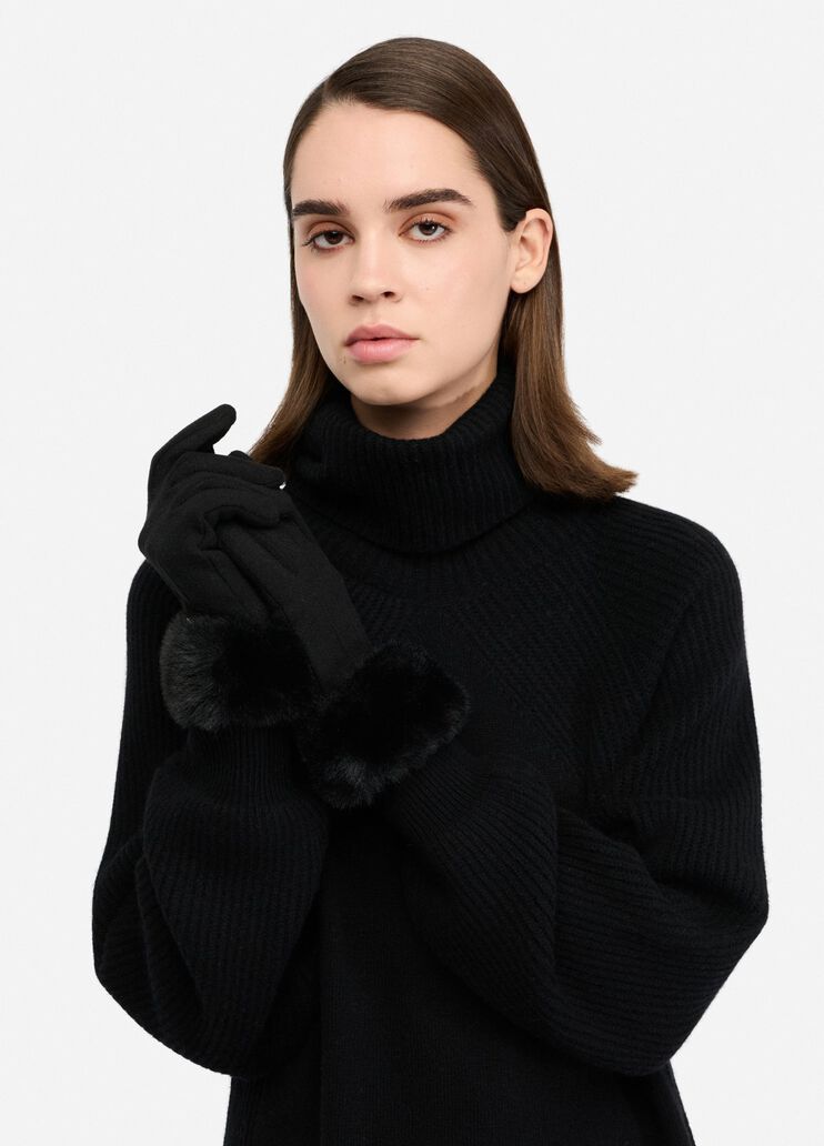 Handschuhe mit Kunstfelldetails Schwarz Liu Jo - medium Handschuhe mit Kunstfelldetails Schwarz Liu Jo - medium