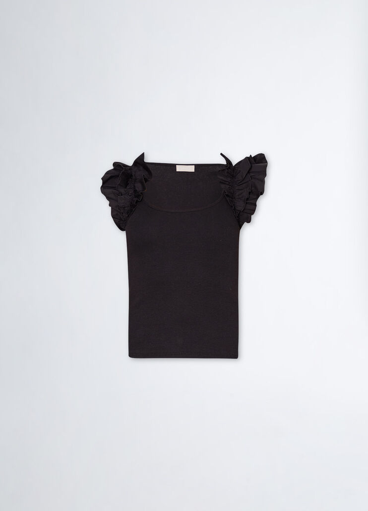 T-Shirt mit Rüschen Farbe Schwarz | Liu Jo