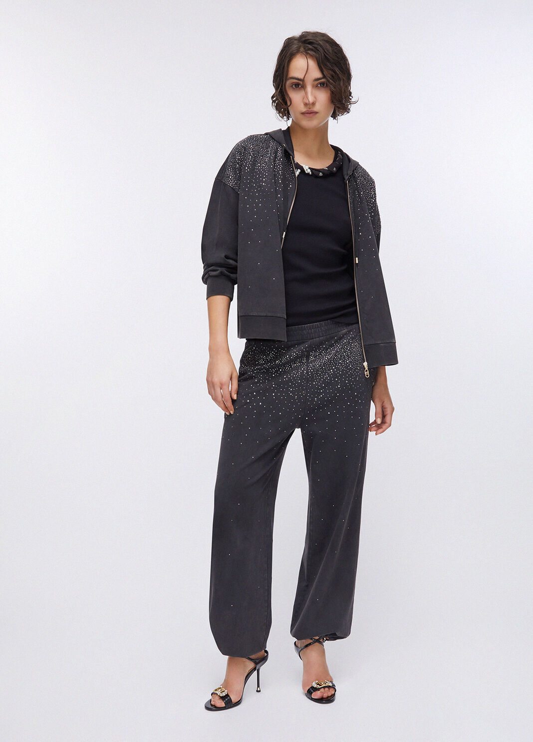 Sweatjacke mit Kapuze und Strass schwarz Liu Jo - large image number 5