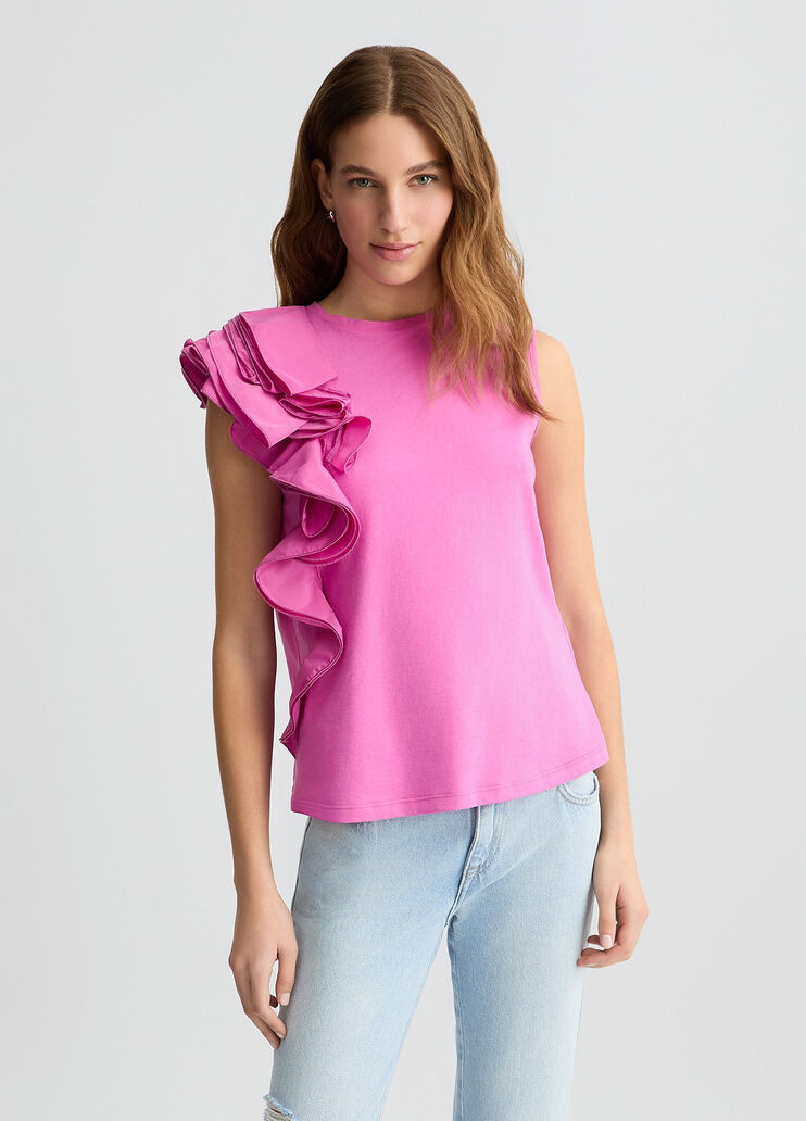 Peony pink T-shirt with flounced detailing  pink Liu Jo - medium Peony pink T-shirt with flounced detailing  pink Liu Jo - medium