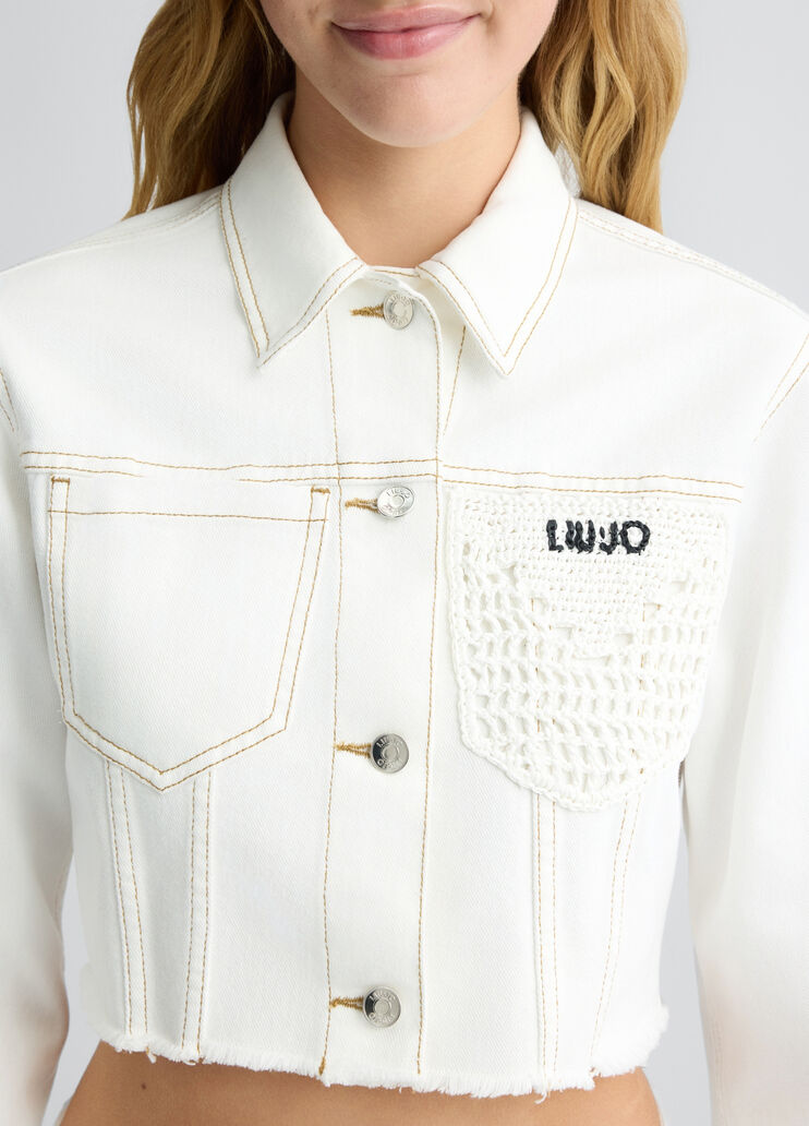 Cropped denim jacket white wool Liu Jo - large image number 2 Cropped denim jacket white wool Liu Jo - large image number 2