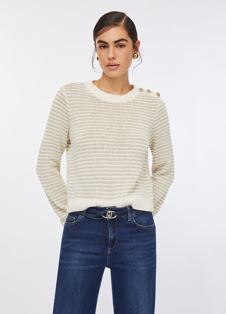 Striped lurex® jumper white wool Liu Jo - medium