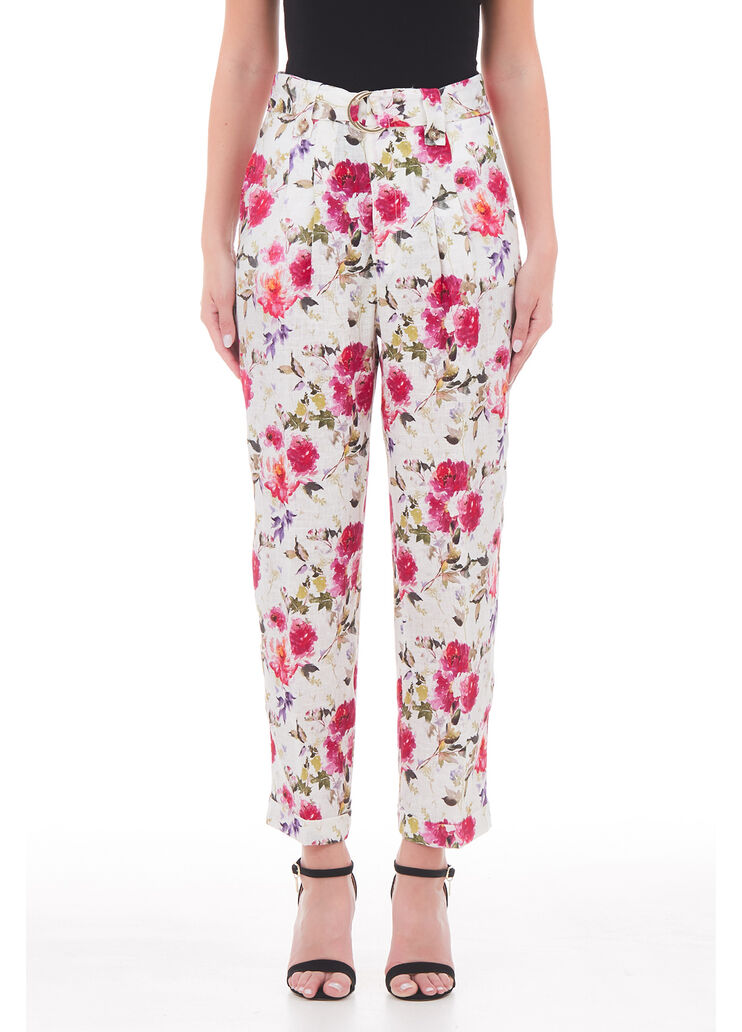 Printed linen trousers floral print Liu Jo - large image number 0 Printed linen trousers floral print Liu Jo - large image number 0