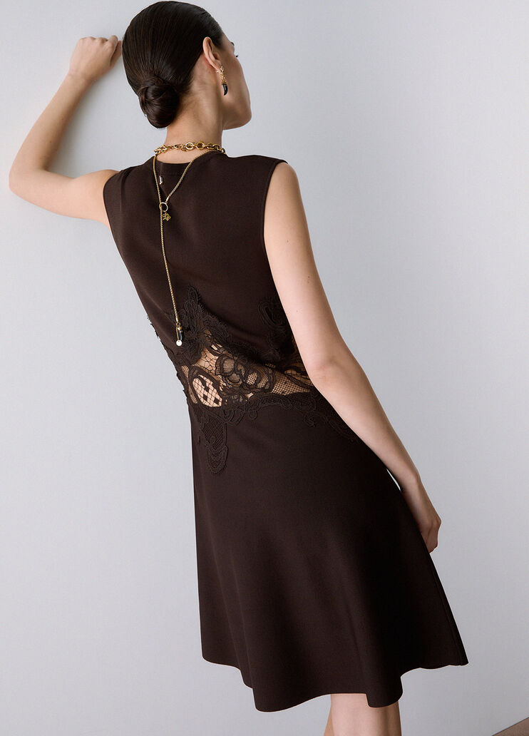 Knit Dress with Lace Detail mocha Liu Jo - medium