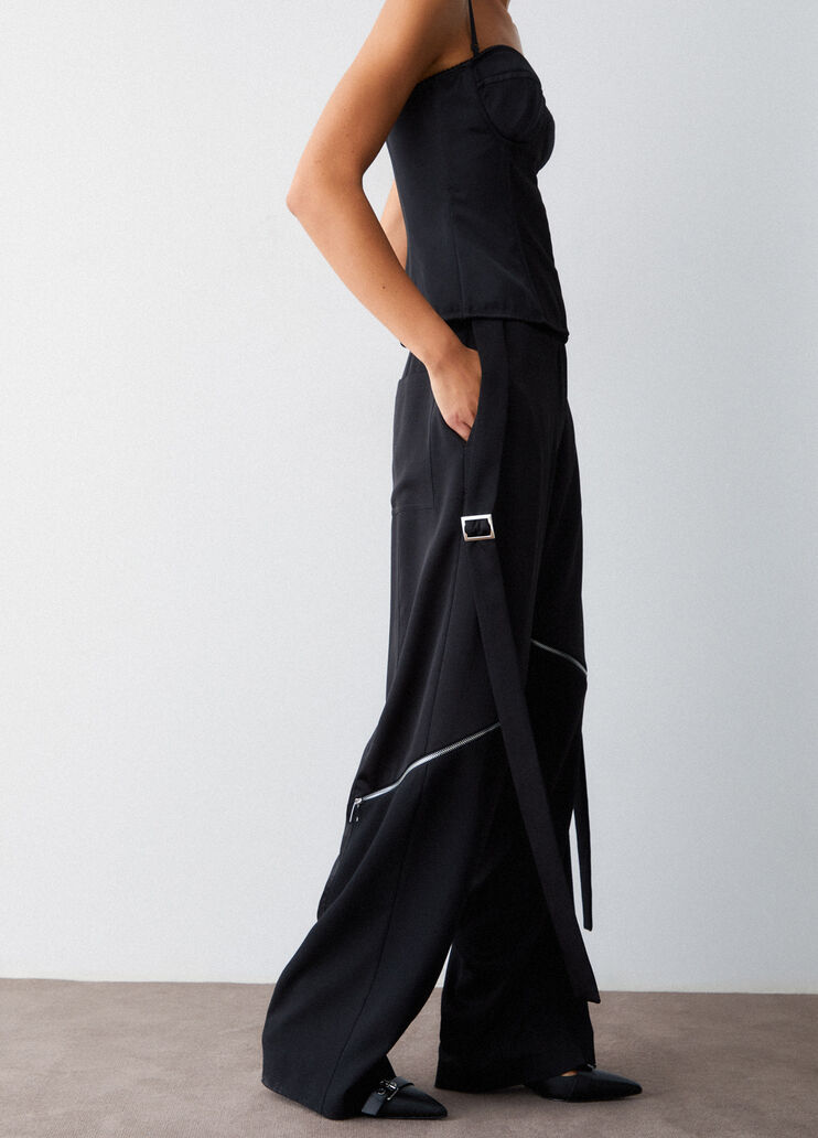 Wide trousers with zip black Liu Jo - medium