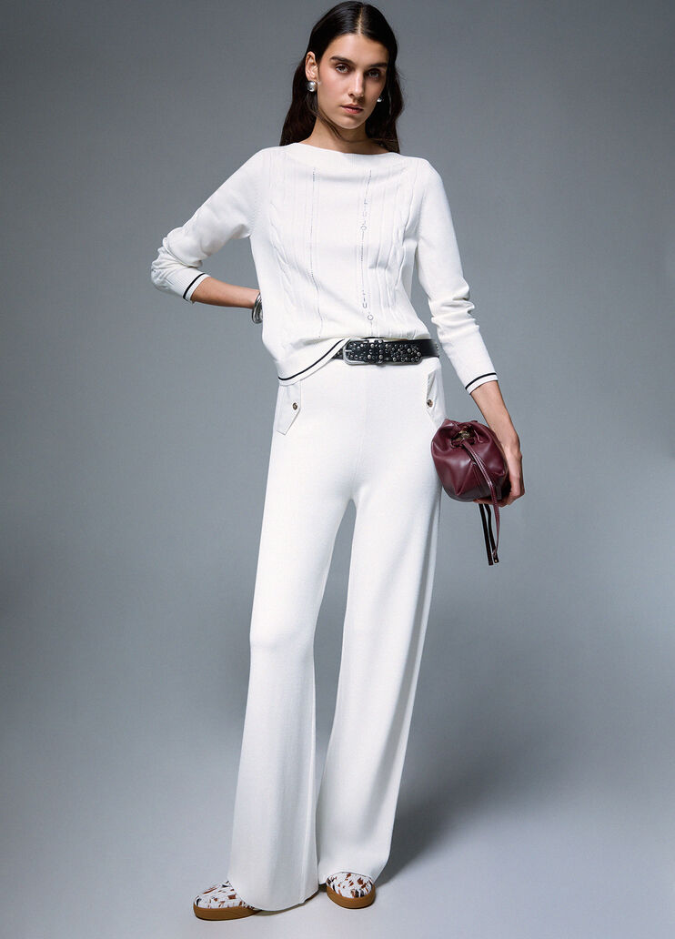 Jacquard knit trousers white wool Liu Jo - medium