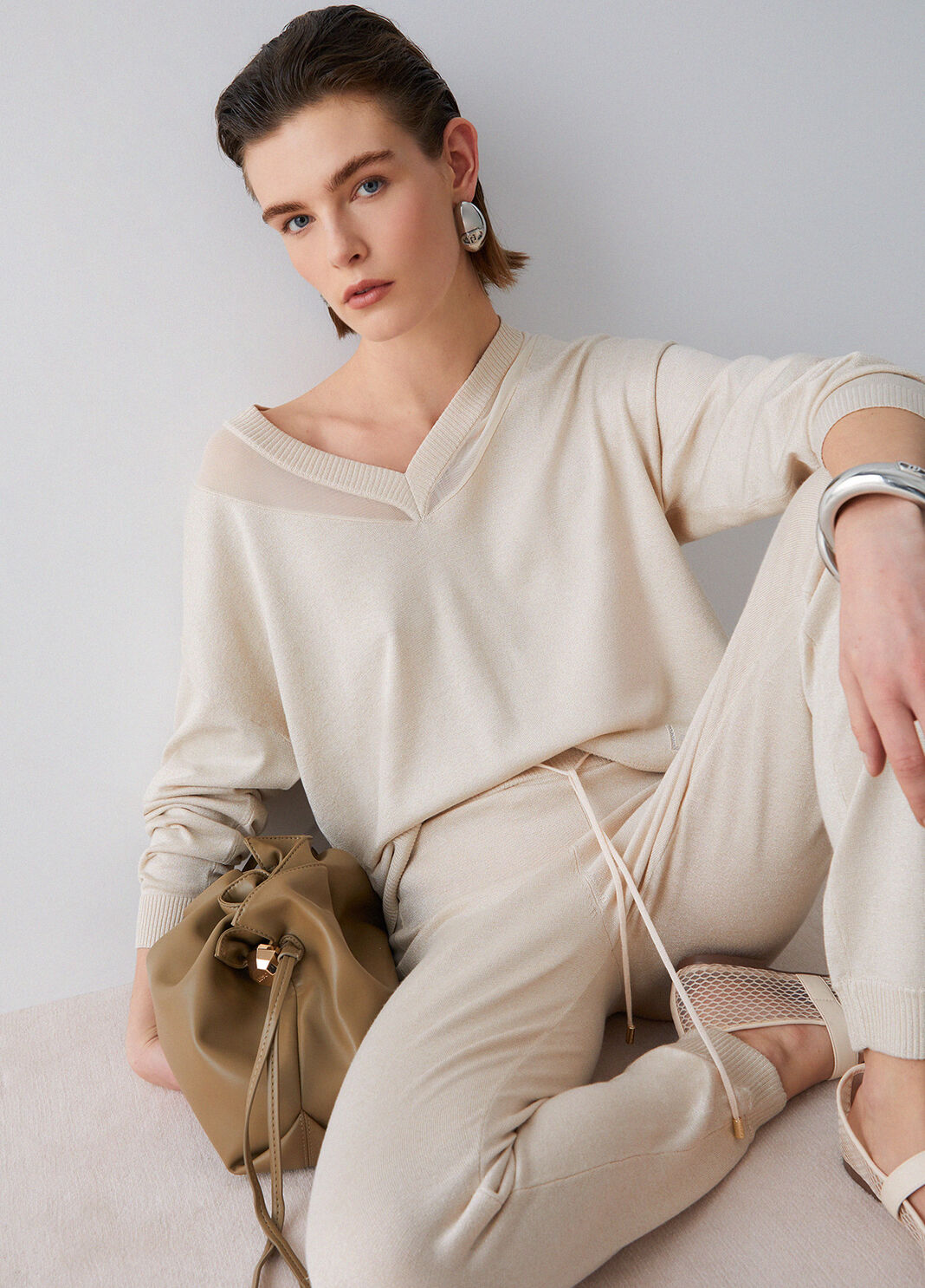 V-neck jumper champagne Liu Jo - large image number 2