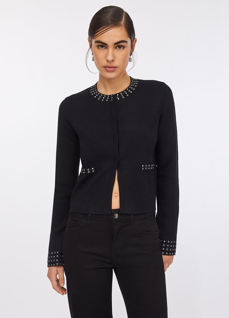 Chaqueta de punto con strass negro Liu Jo - large image number 0