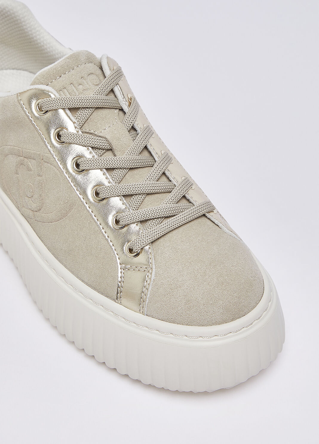 Sneakers en daim avec maxi logo beige Liu Jo - large image number 4