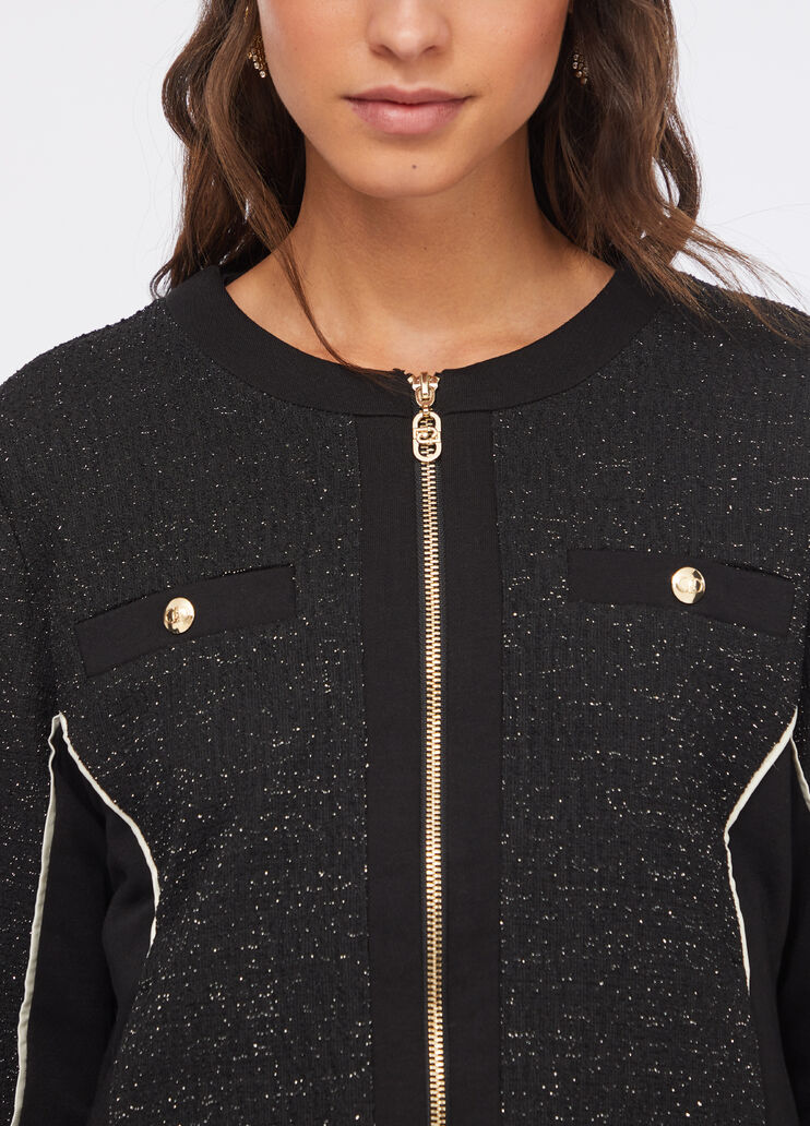 Jacke aus Sweatstoff und Bouclé Schwarz Liu Jo - medium