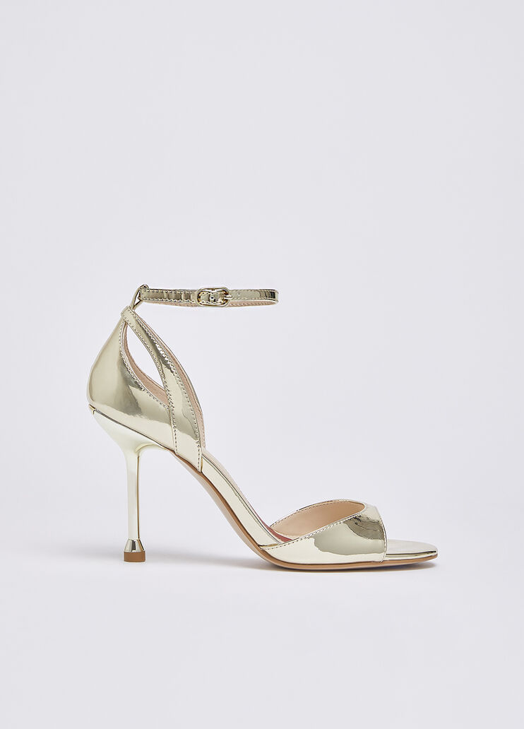 Mirrored laminated heeled sandals light gold Liu Jo - medium