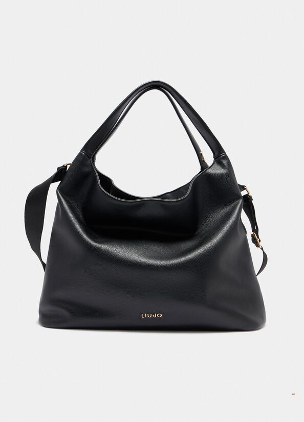 Large hobo bag with strap black Liu Jo - medium