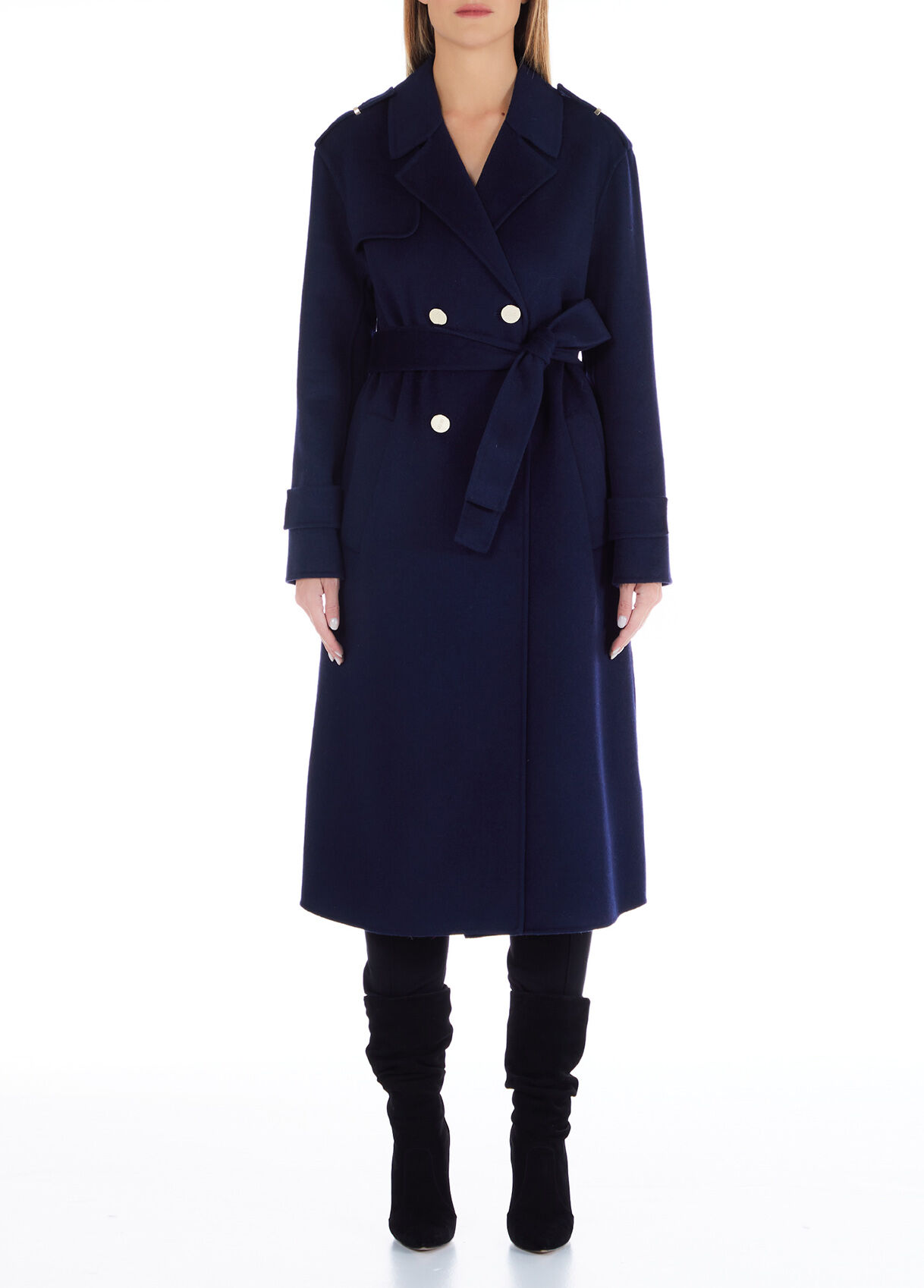 Blue wool trench coat store