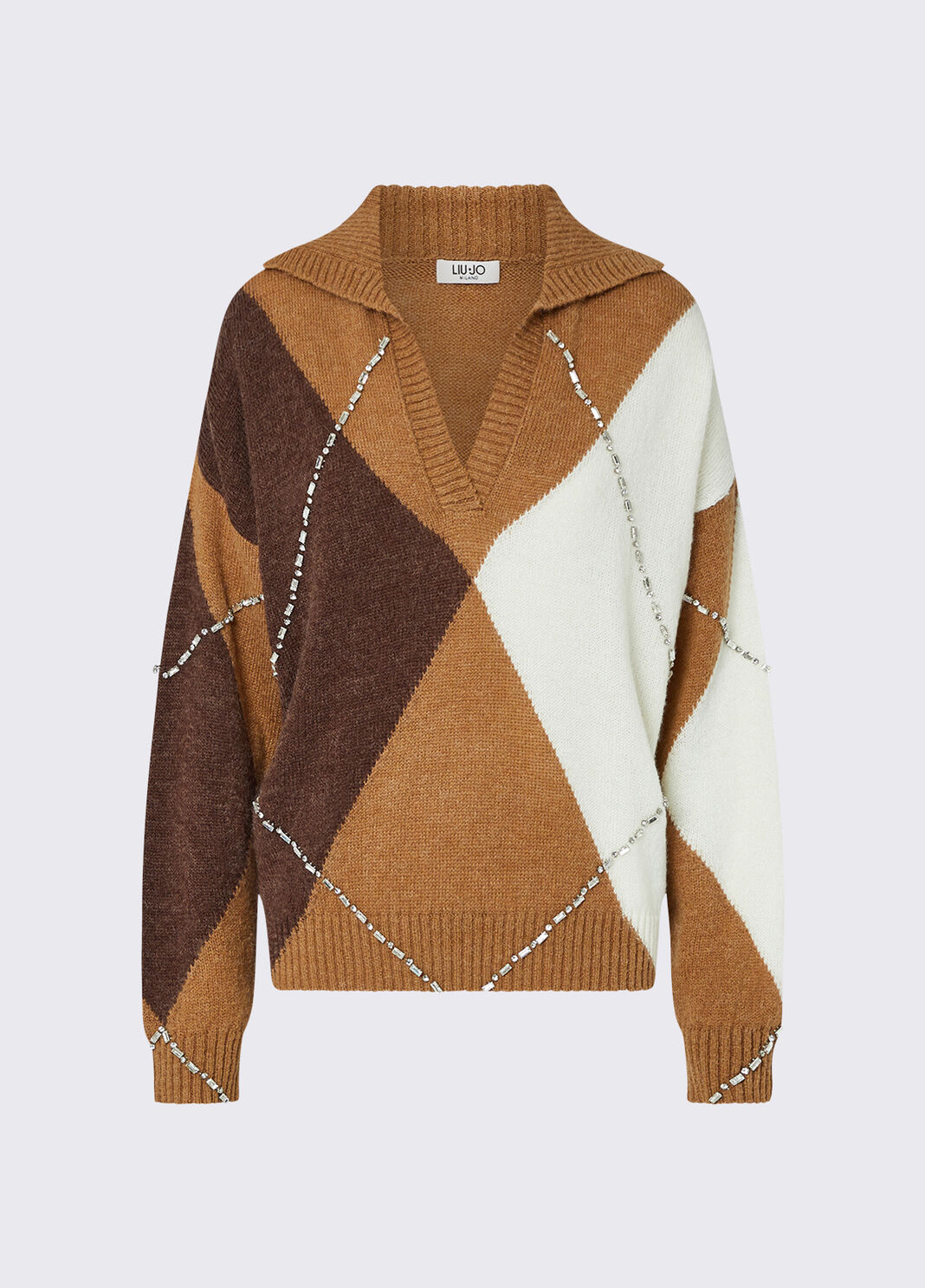 Argyle Polo with Jewel Embroidery camel Liu Jo - large image number 6