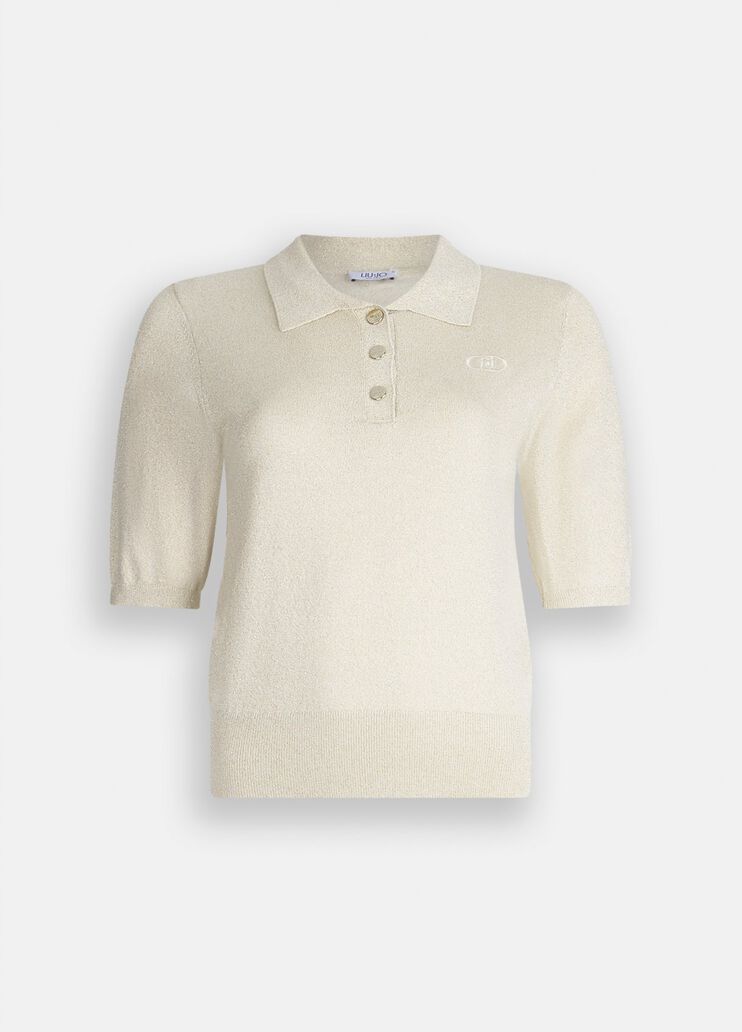 Polo in maglia lurex® bianco lana Liu Jo - large image number 6