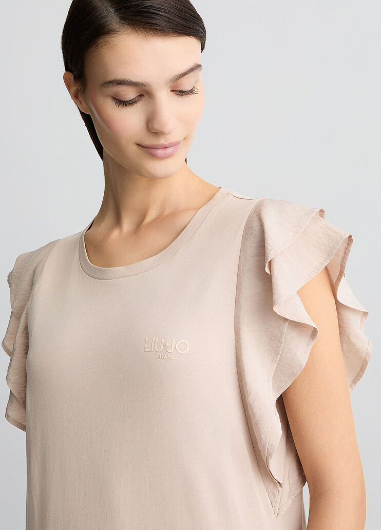 T-shirt with ruching beige Liu Jo - large image number 4 T-shirt with ruching beige Liu Jo - large image number 4