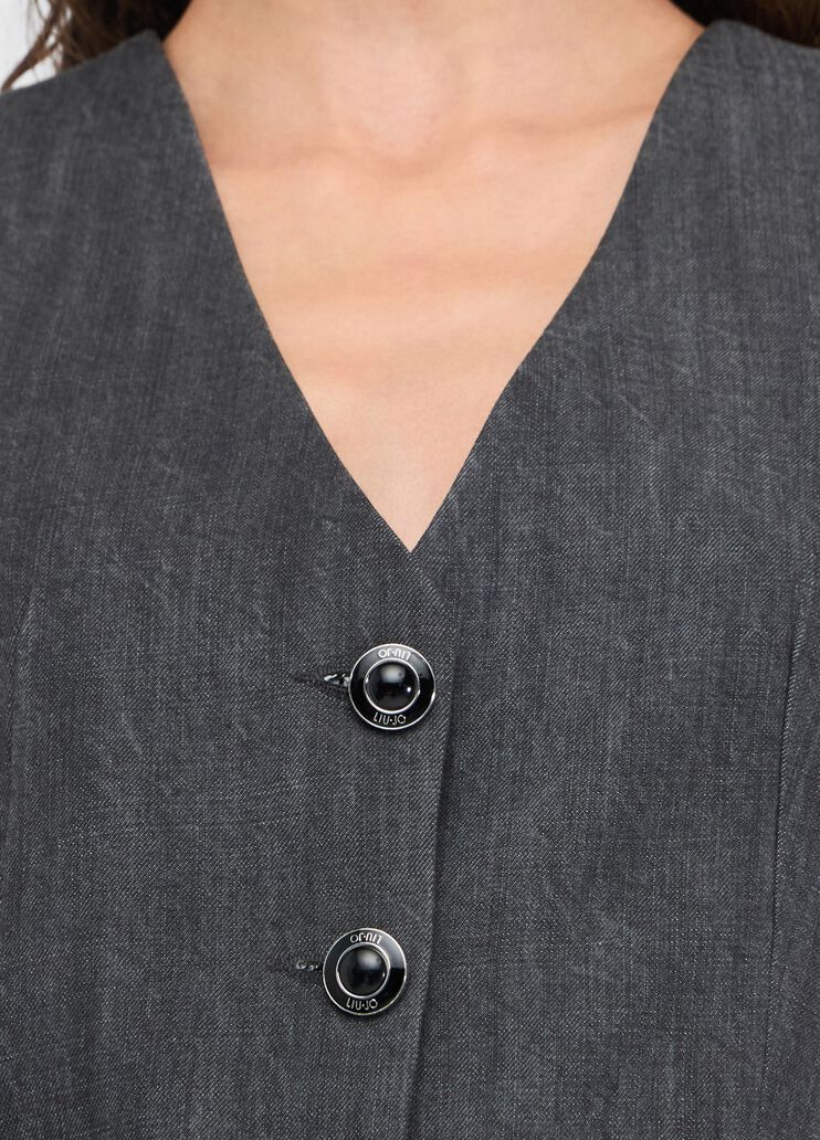 Denim gilet grey denim Liu Jo - large image number 3 Denim gilet grey denim Liu Jo - large image number 3