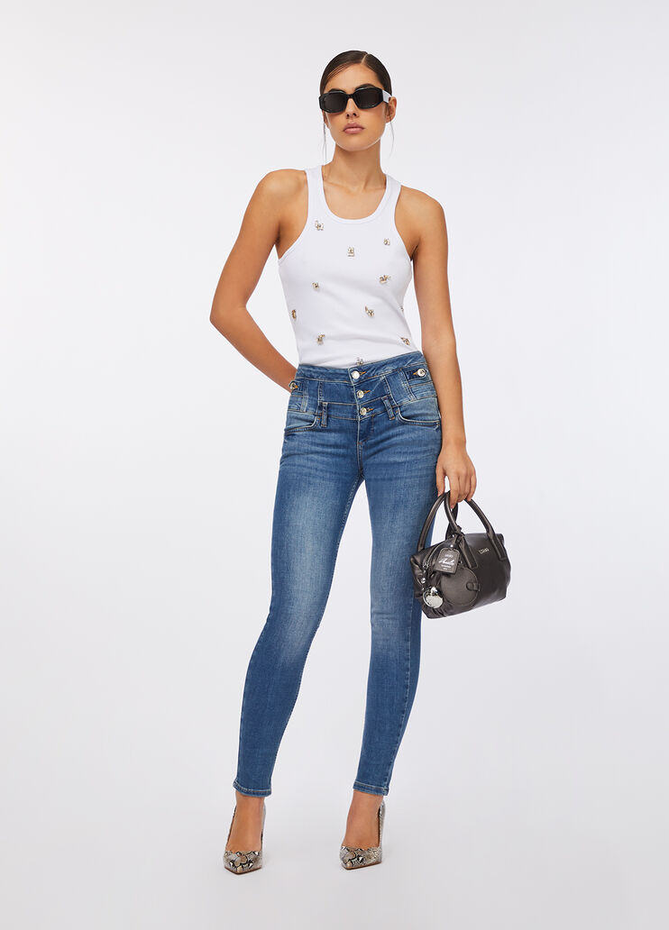 Джинсы скинни высокой посадки темный деним Liu Jo - large image number 5