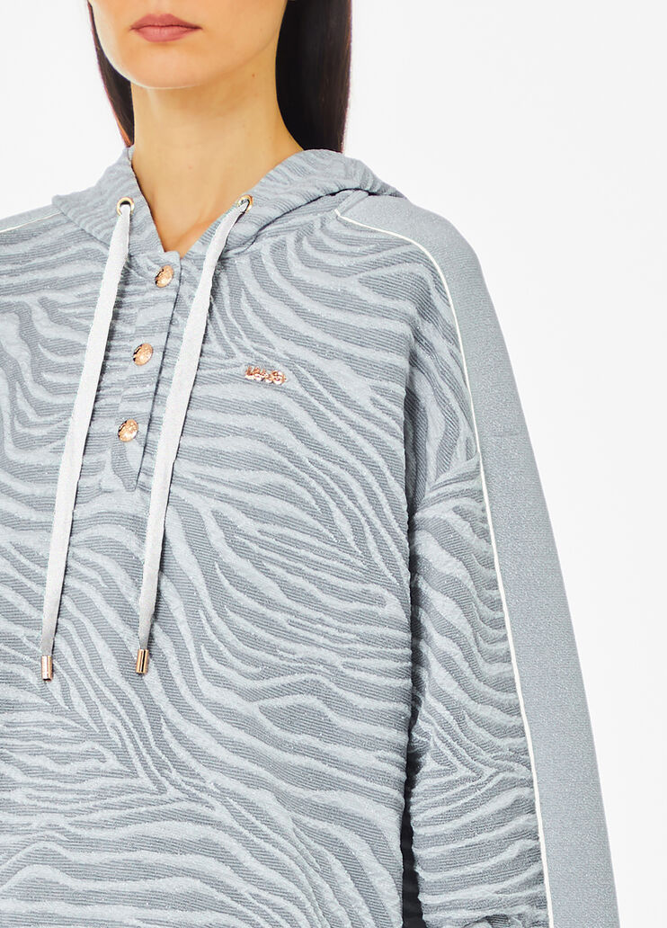 Jacquard hooded sweatshirt grey Liu Jo - large image number 2