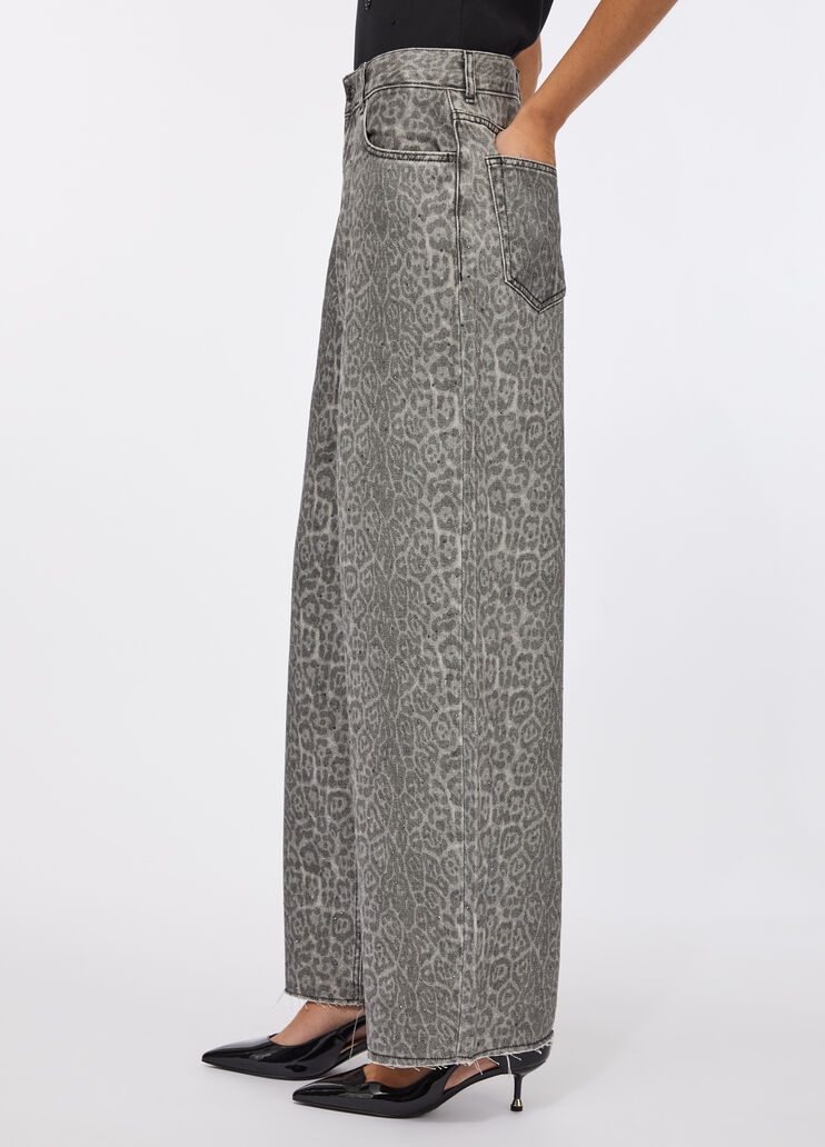 Pantalón acampanado con estampado gris con estampado animal Liu Jo - medium