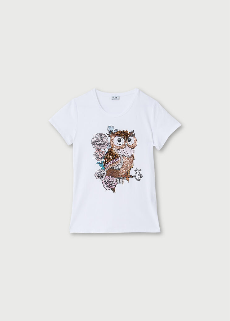 T-shirt with owl Optic White Liu Jo - large image number 4