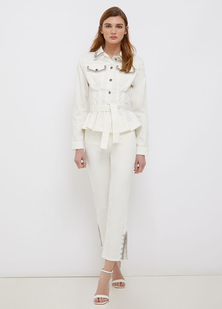 High-rise trousers with jewel stones white wool Liu Jo - large image number 3 High-rise trousers with jewel stones white wool Liu Jo - large image number 3