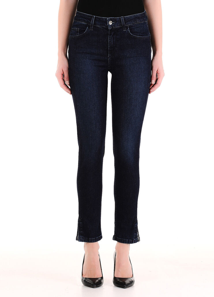 Джинсы скинни с небольшими разрезами внизу синий деним Liu Jo - large image number 0