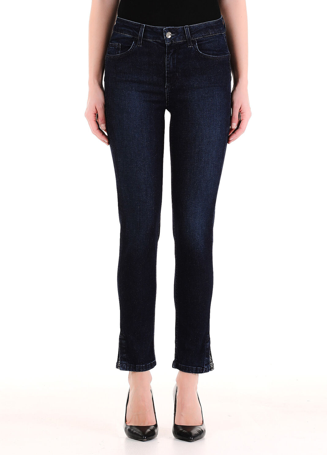 Джинсы скинни с небольшими разрезами внизу синий деним Liu Jo - large image number 0