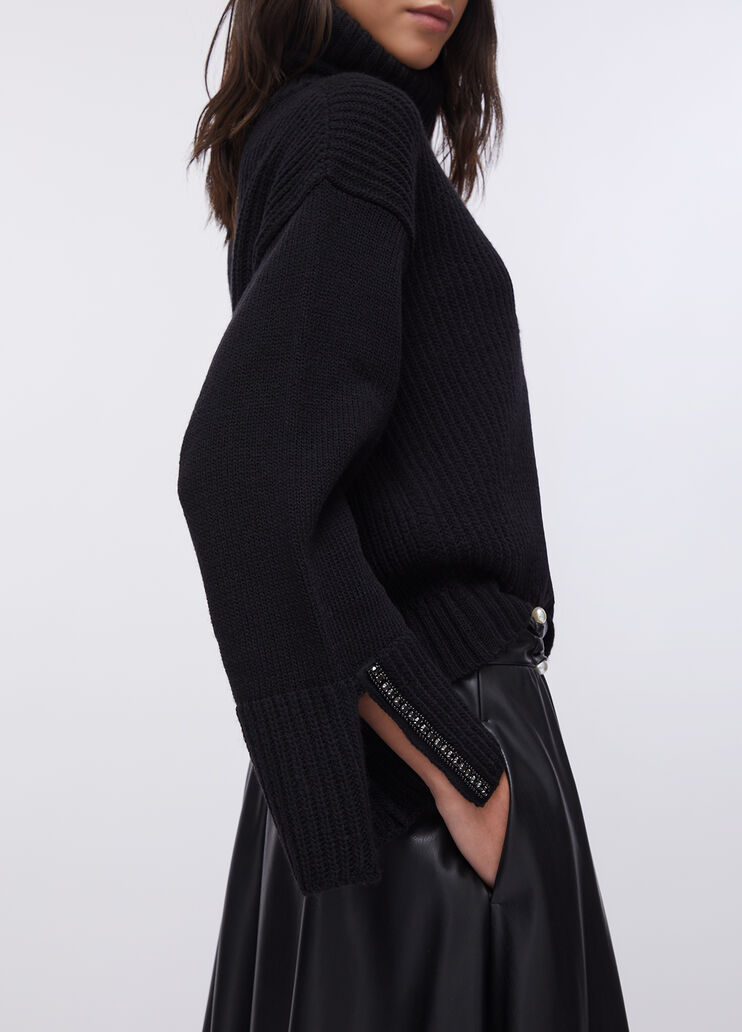 Wool polo-neck with gemstones black Liu Jo - large image number 3