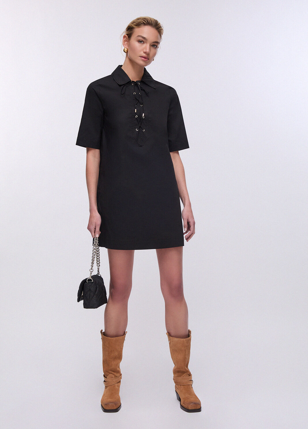 Short poplin dress black Liu Jo - large image number 5