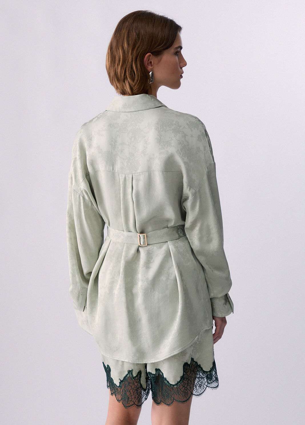 Jacquard Shirt with Jewel Embroidery light sage Liu Jo - large image number 1