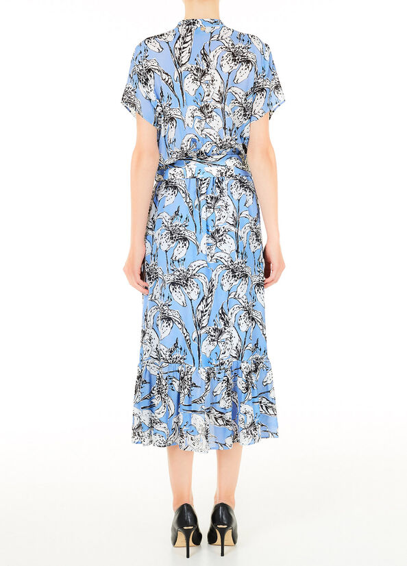 Long dress with belt Small blue flowers Liu Jo - large image number 1