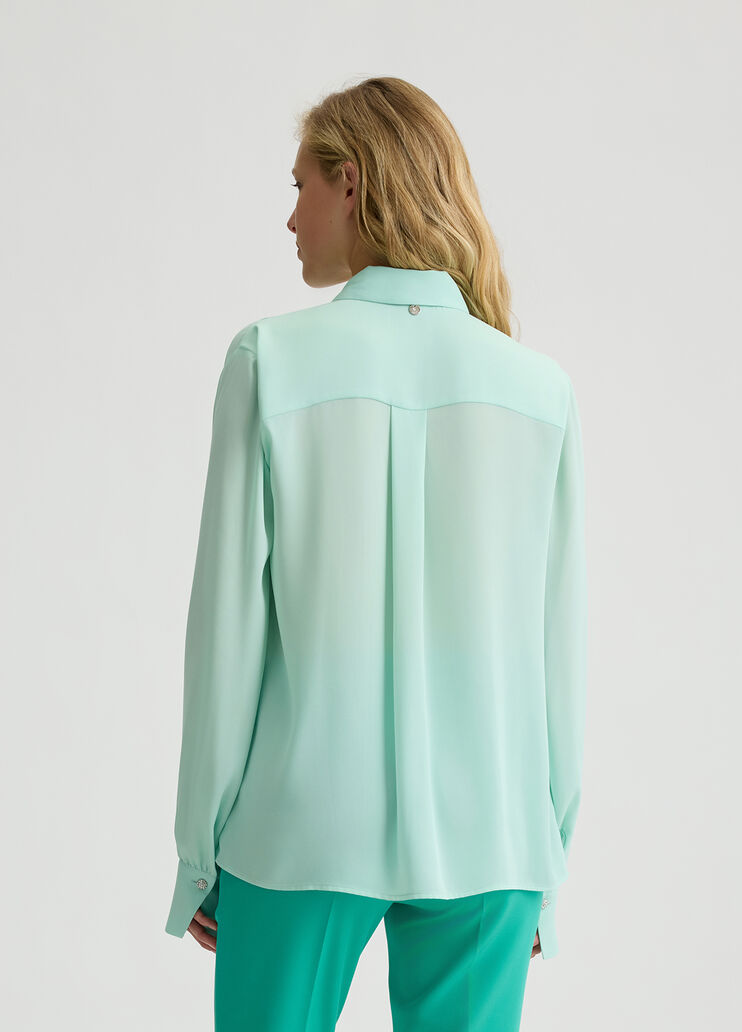 Georgette shirt with pleats mint Liu Jo - large image number 1 Georgette shirt with pleats mint Liu Jo - large image number 1