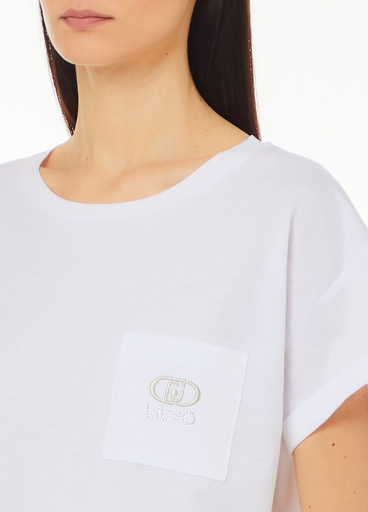 T-shirt in jersey con taschino bianco Liu Jo - large image number 2 T-shirt in jersey con taschino bianco Liu Jo - large image number 2