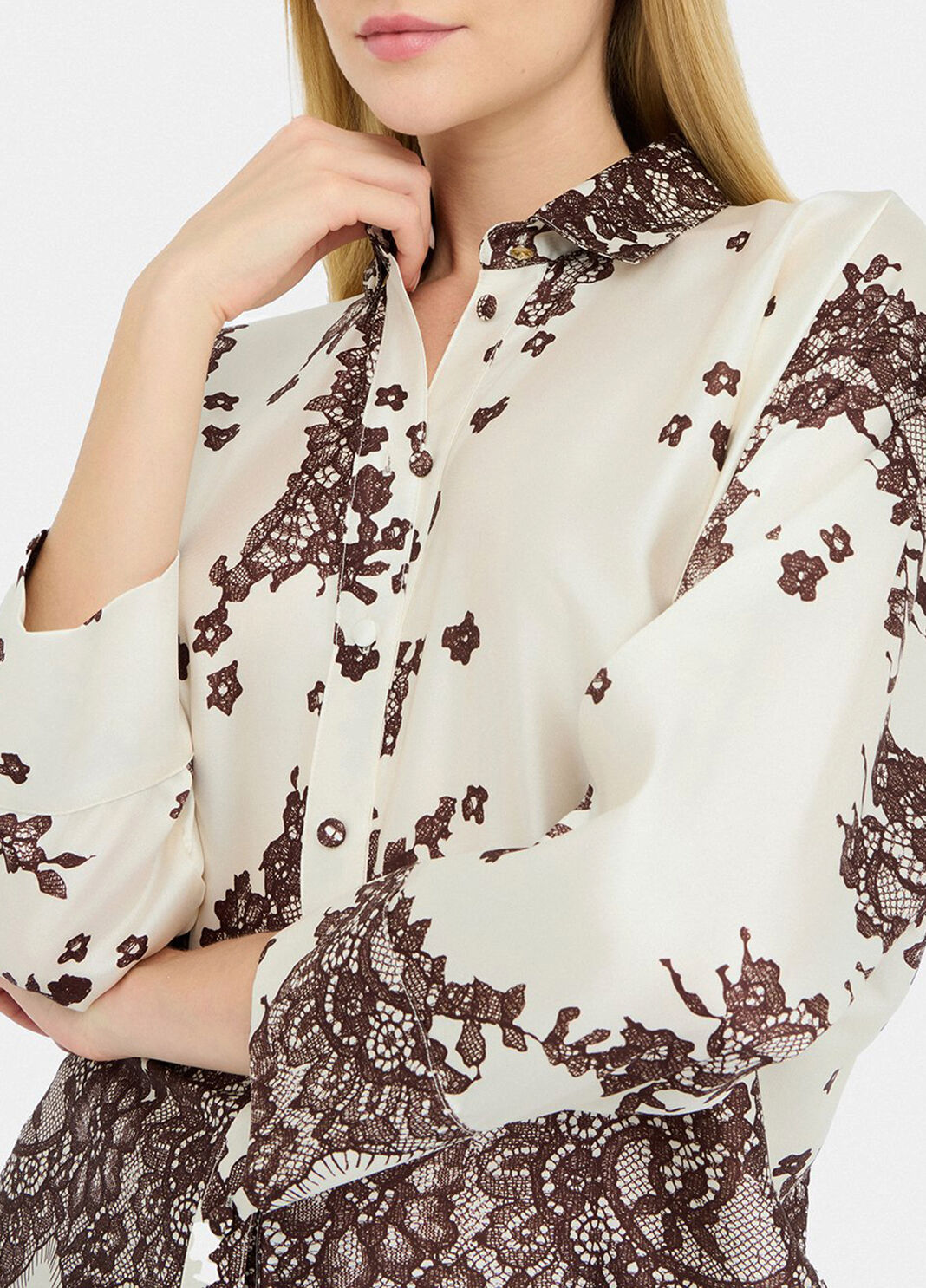 Hemdbluse aus bedrucktem Twill Braun Liu Jo - large image number 2