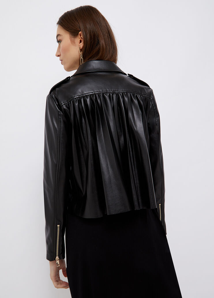 Biker jacket with pleated detail black Liu Jo - large image number 1 Biker jacket with pleated detail black Liu Jo - large image number 1