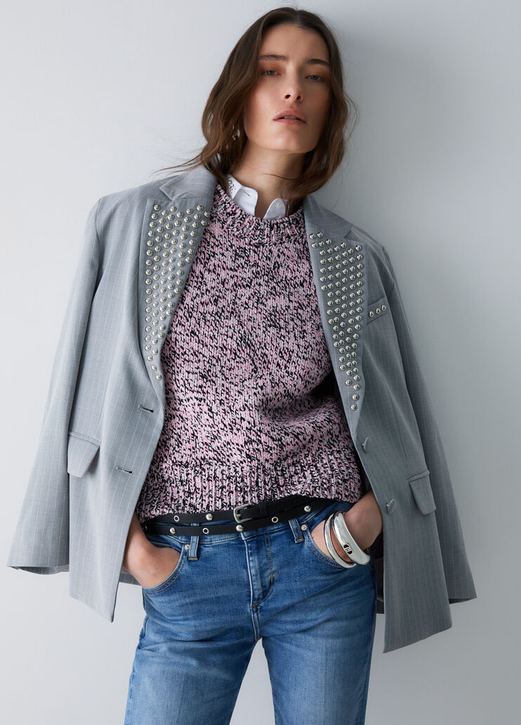 Gilet moulin&eacute; &agrave; boutons bijoux rose Liu Jo - medium