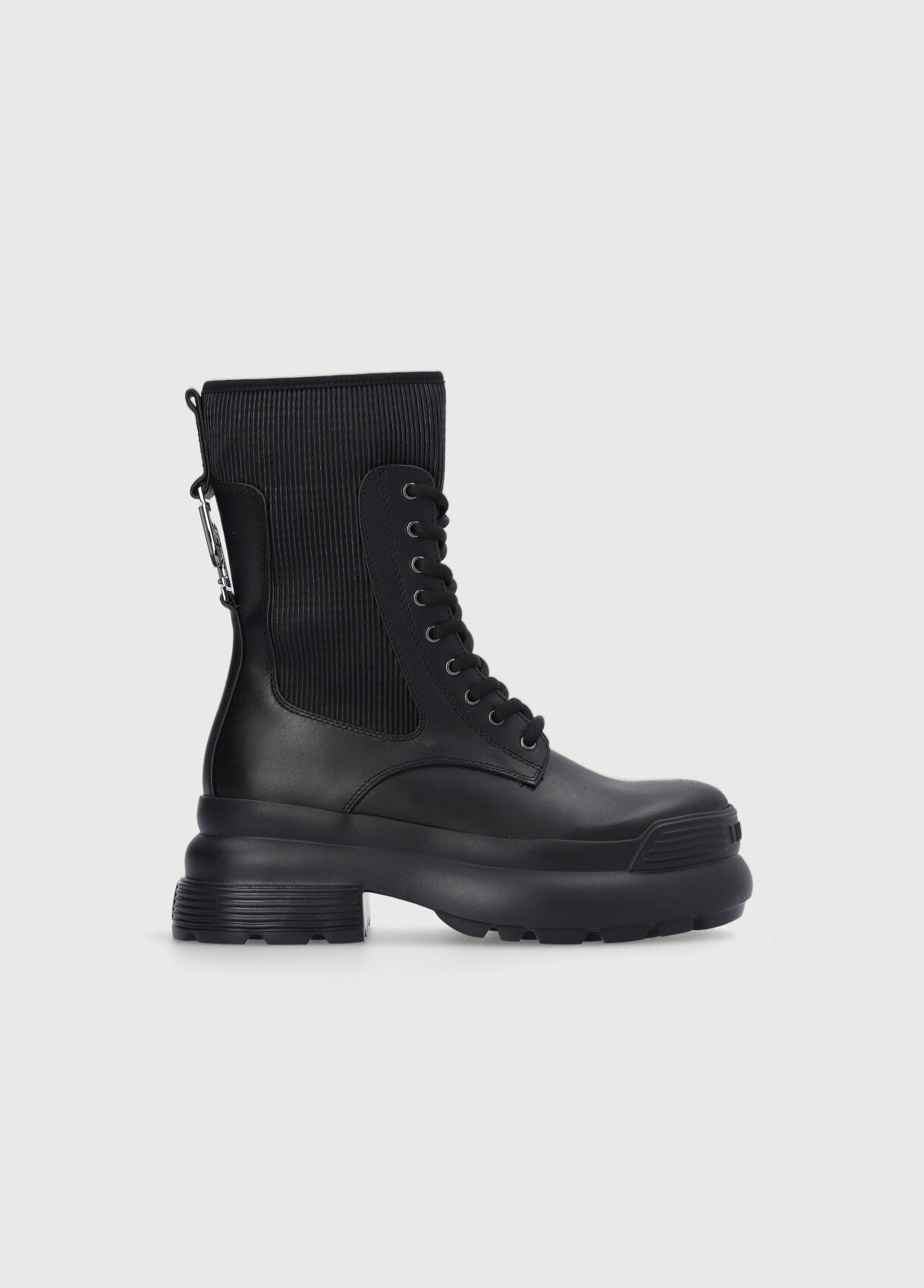 Platform combat boots in leather with 