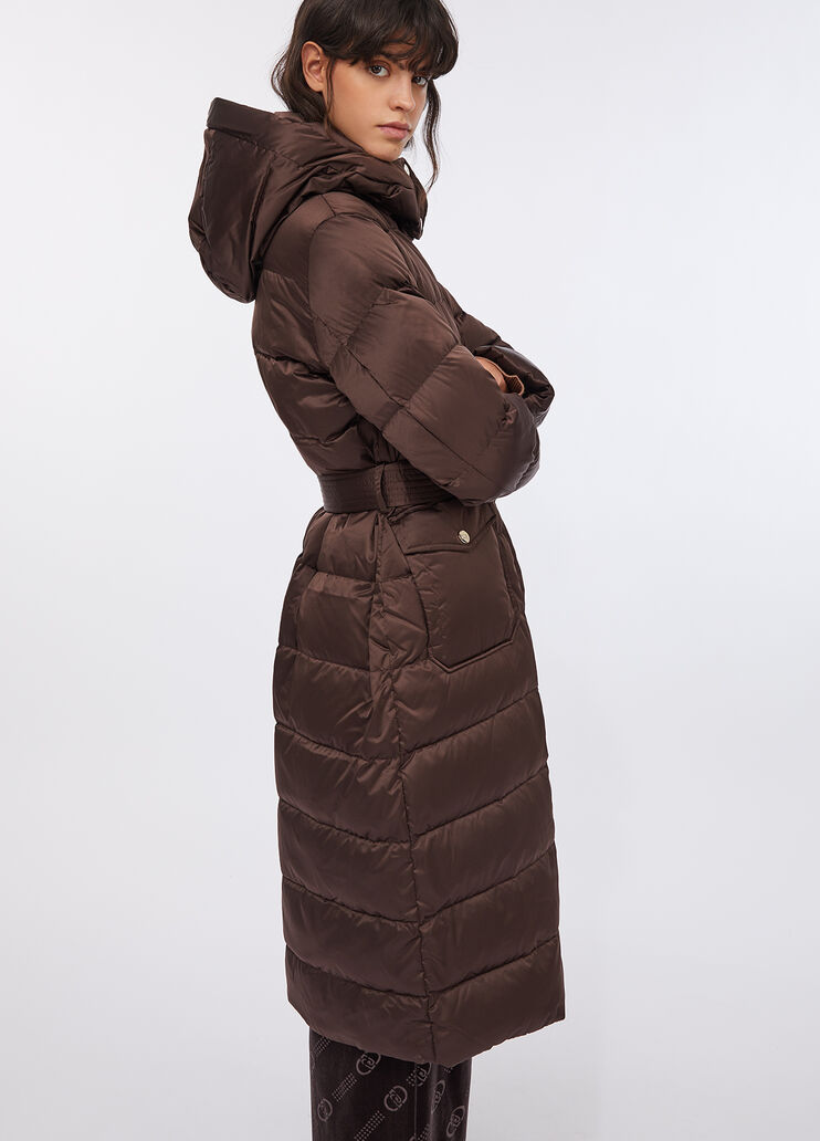 Long down jacket with hood chocolate Liu Jo - large image number 3