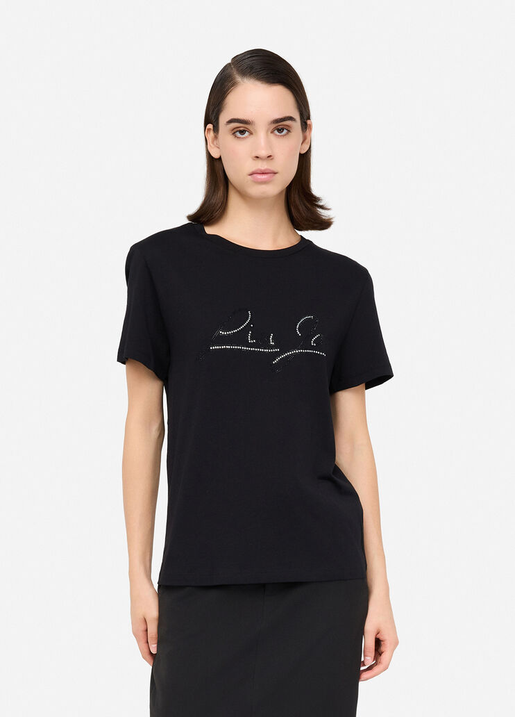 Printed T-shirt with rhinestones black Liu Jo - medium Printed T-shirt with rhinestones black Liu Jo - medium