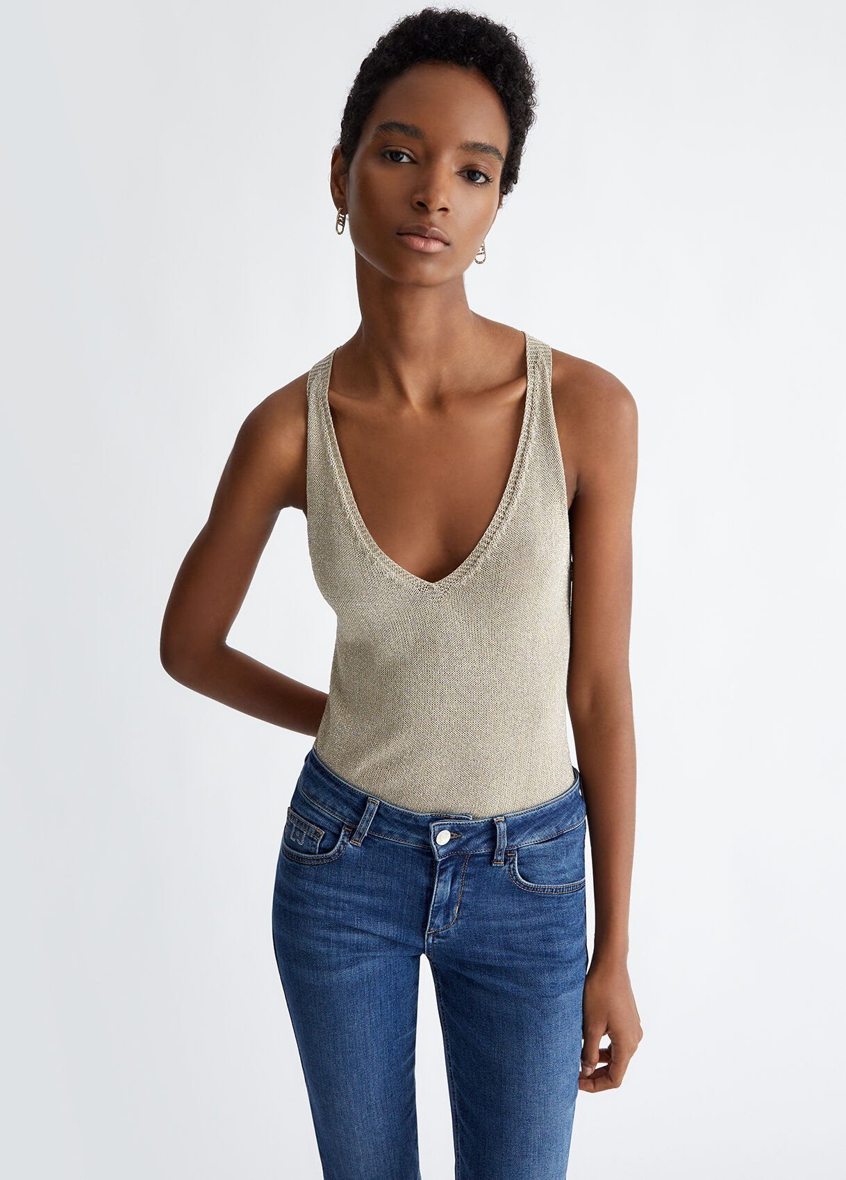 Lurex shop knit top