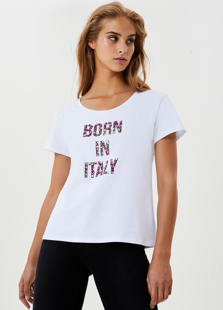 T-shirt with precious stones Pink Liu Jo - large image number 0