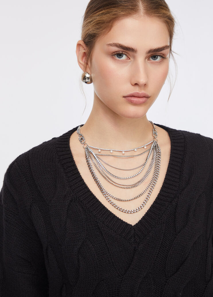 Pull en laine avec motif de torsades noir Liu Jo - medium